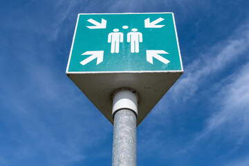 standardized pictogram for a fire safety assembly point