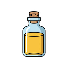 (Golden Liquid Bottle Icon. A charming container holds a radiant amber fluid, perfect for themes of natural health, mystic elixirs, or beauty products.)