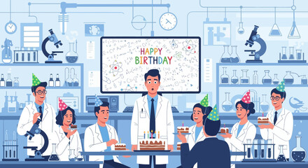 Celebrating Birthday Amidst Science Innovative Laboratory Environment