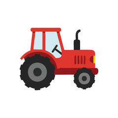 (Red Farm Tractor Illustration. Vibrant scarlet agricultural machine artwork. This graphic symbolizes cultivation, bountiful harvests, and the hardworking spirit of the countryside.)