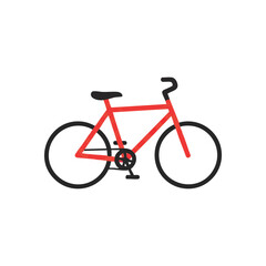 Fototapeta premium (Red Bicycle Minimalist Design. Simple clean artwork portraying sustainable transport and a healthy lifestyle. Ideal for eco-friendly concepts.)