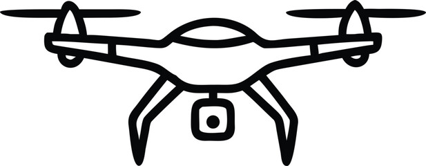 A simple drone icon with a camera is shown against a transparent backdrop