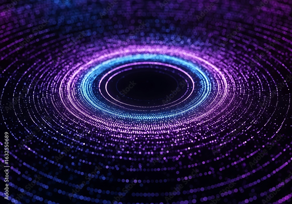 Aufkleber abstract futuristic data visualization with glowing circular light trails
