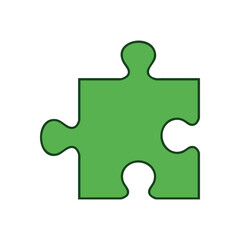 Obraz premium Isolated Green Jigsaw Element. A solitary chartreuse piece on a dark background. This independent component symbolizes problem-solving, strategic thinking, and the vital link for a complete solution.