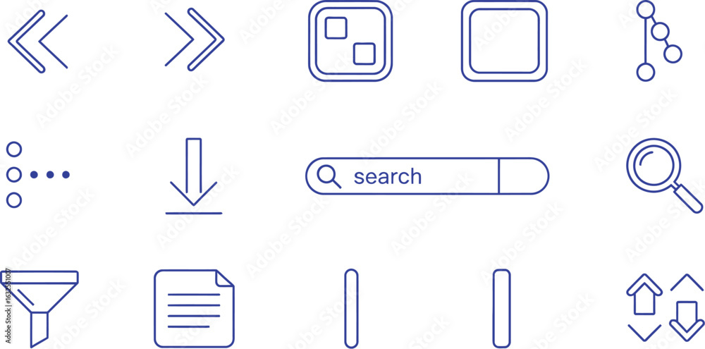 Fototapete vector art of set of user interface icons collection of simple outline symbols related to navigation