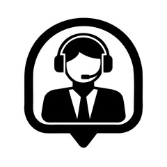 Customer Service Representative Icon with Headset and Microphone