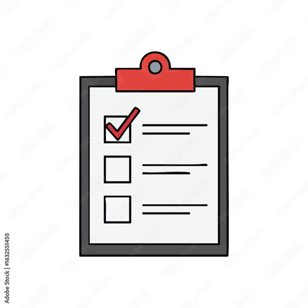 Aufkleber (clipboard checklist task completion. illustration depicting a fully accomplished item on a manageme