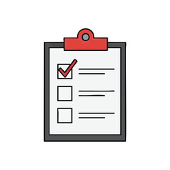 (Clipboard Checklist Task Completion. Illustration depicting a fully accomplished item on a management tool. It symbolizes progress, organization, and successful project finalization.)