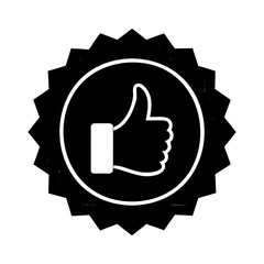 Quality Approved Thumbs Up Badge with Starburst Border and Circle Frame