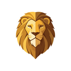 (Majestic Golden Lion Emblem. A powerful regal feline portrait, crafted with contemporary geometric shapes in warm hues. Symbolizes courage, leadership, and noble spirit.)