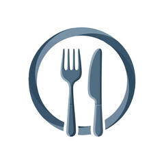 (Elegant Cutlery Symbol for Dining. Stylized image displaying a dinner fork and sharp blade encircled, signifying culinary experiences and hospitality. Ideal for eateries or food-related branding.)