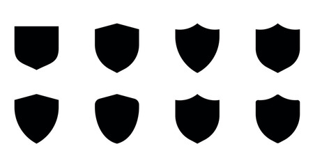Minimalist Black Shield Icons Set – Security & Protection Vector Collection
