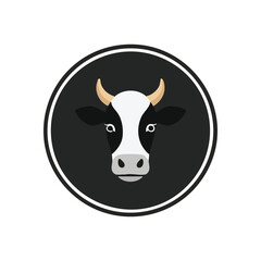 (Dairy Bovine Farm Animal Portrait. Clean vector artwork of a domestic cattle. This iconic graphic is ideal for agricultural themes, food industry branding, or a friendly mascot.)