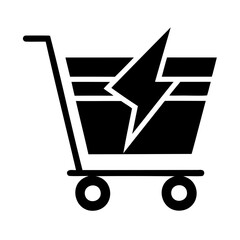 Fast Shopping Cart Icon with Lightning Bolt for Quick Purchases