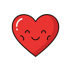 (Joyful Red Heart Character. This adorable graphic depicts a cheerful crimson symbol with a sweet expression, radiating warmth and affection. It embodies happiness and care.)