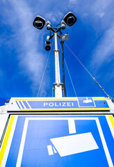 typical security barrier of the germany police - translation: police