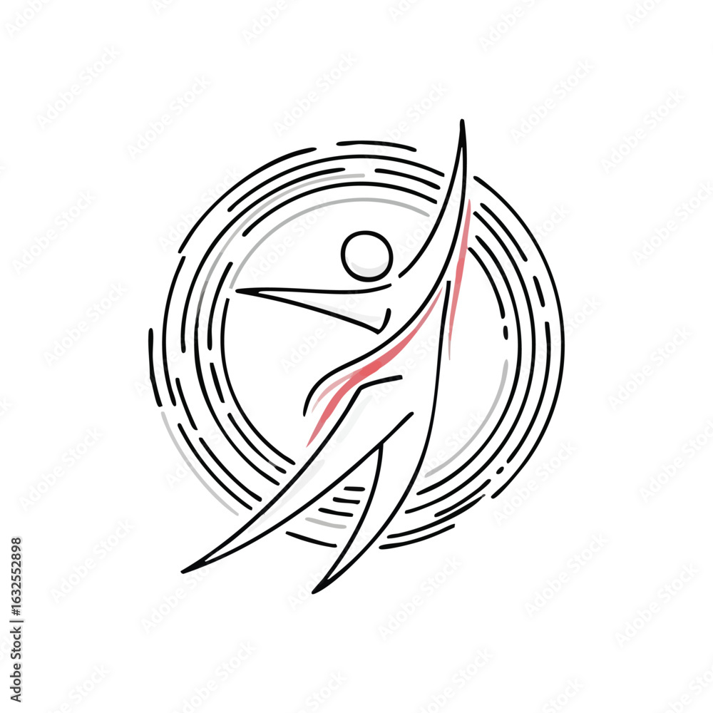 Poster (dynamic abstract symbol. this elegant artwork portrays a stylized form within a swirling design, ev