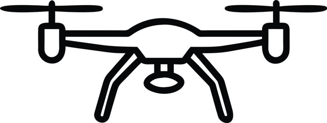 Black outline depicts a simple, isolated quadcopter drone on a white background