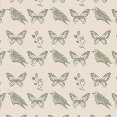 seamless floral pattern Vector illustration hand made 