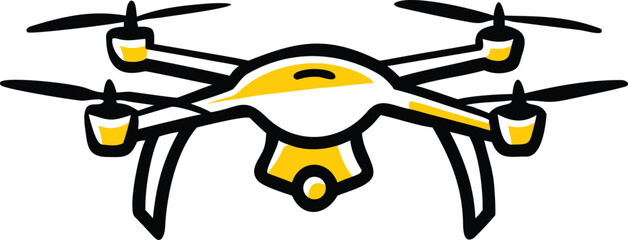 A cartoon of yellow and white drone on a white background