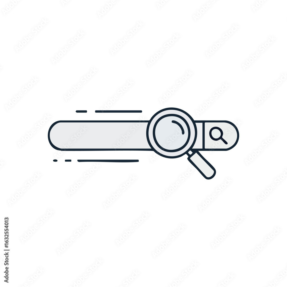 Poster (web search bar magnifier icon. a minimalist interface graphic for locating data on the internet. th