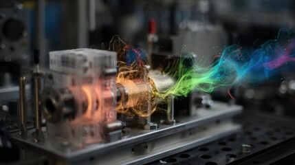An experimental setup features a custom 3Dprinted compressor unit with thermal imaging revealing colored hotspots that indicate effective heat transfer areas achieving a 400% COP.