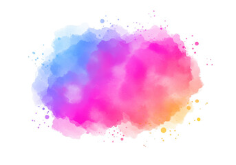 Vibrant multicolored watercolor splash with soft edges isolated on transparent background