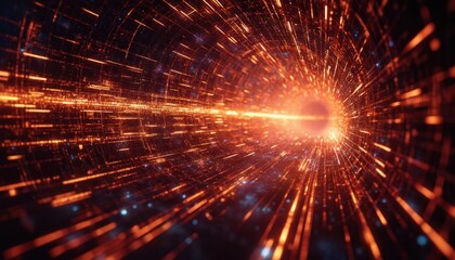 Fototapeta premium Vibrant colors create dynamic energy explosion in abstract composition. Orange and red blobs flow freely in digital space, conveying movement and excitement.