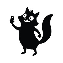 black and white cat cartoon