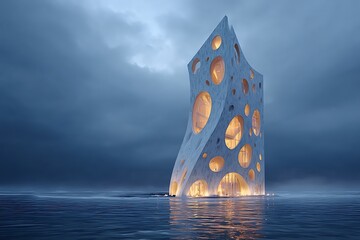 Surreal Melting Tower in Liquid Architecture Style