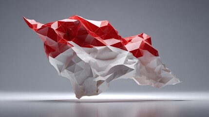 Indonesia flag low poly design red and white abstract patriotic background art