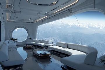 Zero Gravity Space Lounge Overlooking Earth