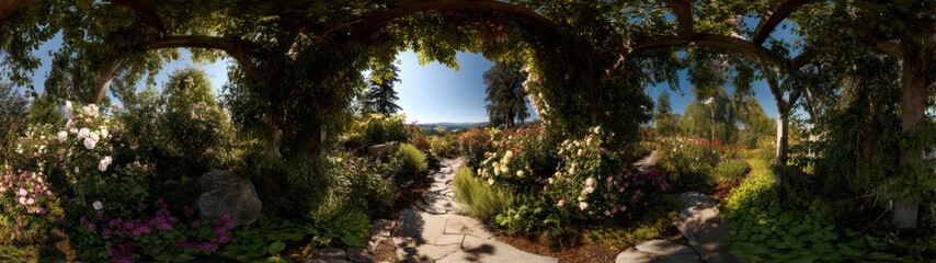 Obraz premium Nature panorama in bloom hdr 360° garden