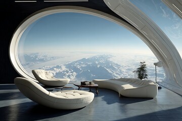 Zero Gravity Space Lounge Overlooking Earth