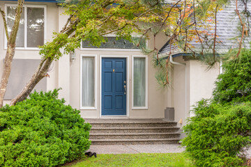 Entrance of luxury house in summer with nice landscape in Vancouver, Canada, North America. Day...