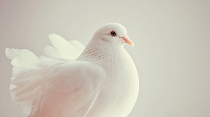 White dove perched peacefully, symbolic image of peace and cruelty-free conscience. generative ai