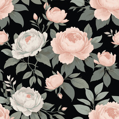 Seamless floral pattern. Flowers and Leaves Design Elements