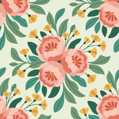 Seamless floral pattern. Flowers and Leaves Design Elements