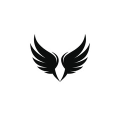 Elegant celestial wings silhouette icon on white background