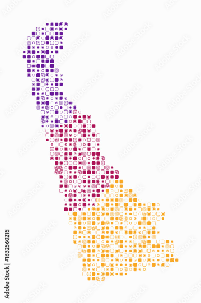 Poster delaware, shape of the state build of colored cells. digital style map of the delaware on white back