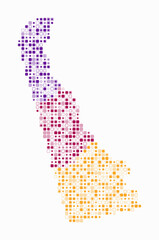 Delaware, shape of the state build of colored cells. Digital style map of the Delaware on white background. Small size rounded square blocks. Classy vector illustration.