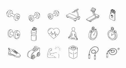 Fototapeta premium Achieve your fitness goals with this collection of workout essentials for strength, cardio, and flexibility to create a balanced and effective workout plan