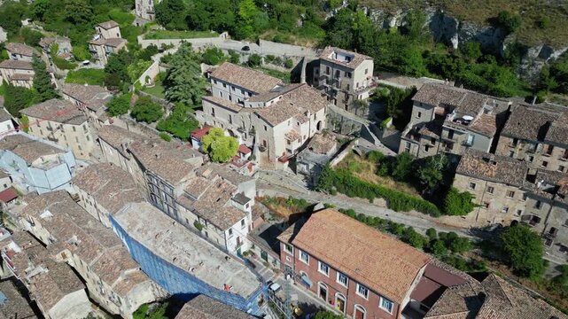 Aerial view of Civitella del Tronto, a village in the province of Teramo in Abruzzo