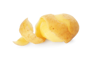 Raw potato with peel isolated on white