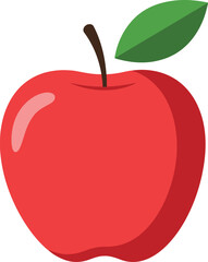 Vibrant red apple with green leaf healthy food icon