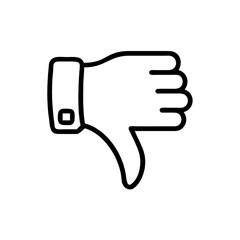 Thumbs down outline icon. Negative feedback and dislike hand gesture vector symbol.