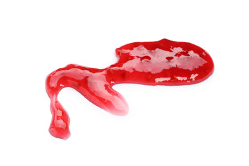 Delicious sweet raspberry jam isolated on white