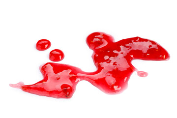 Delicious sweet raspberry jam isolated on white