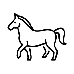 Obraz premium Minimalist horse line art icon. Simple black outline symbol of a walking equine.