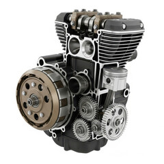 Motorcycle engine internal combustion isolated on white background